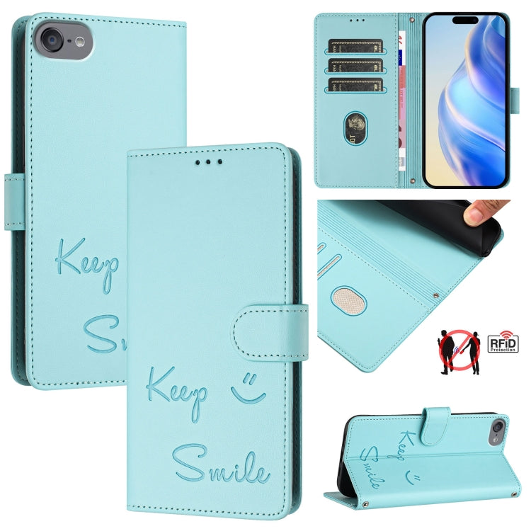 Smile Embossing RFID Leather Phone Case, For iPhone 11 Pro Max, For iPhone 11, For iPhone 11 Pro, For iPod Touch 7 / 6 / 5
