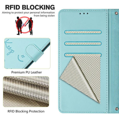 Smile Embossing RFID Leather Phone Case, For iPhone 18 Pro / 17 Pro, For iPhone 18 Pro Max / 17 Pro Max, For iPhone 17, For iPhone Air