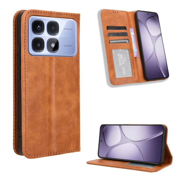 Magnetic Buckle Retro Texture Leather Phone Case, For Redmi 14C 4G, For Redmi K70 Ultra, For Redmi 13 4G / Note 13R 5G