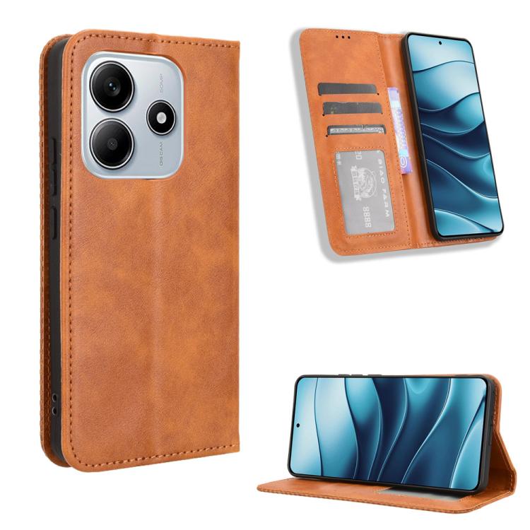 Magnetic Buckle Retro Texture Leather Phone Case, For Redmi Turbo 4 Pro 5G, For Redmi K80 / K80 Pro, For Redmi Note 14 Pro 4G, For Redmi Note 14 4G Global 163.25mm, For Redmi Note 14 4G 163.25mm, For Redmi Note 14 Pro+ 5G