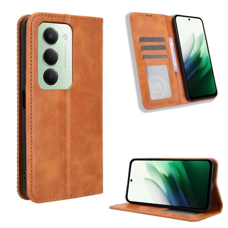 Magnetic Buckle Retro Texture Leather Phone Case, For Redmi 15 5G Global / 15 4G SEA 169.5mm, For Redmi 15 5G / 4G EU 171mm, For Redmi 15C 5G / 4G Global 171mm / Poco C85 4G, For Xiaomi 15T 5G, For Redmi K80 Ultra, For Redmi A5 4G 173.3mm