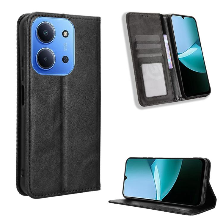 Magnetic Buckle Retro Texture Leather Phone Case, For Redmi 15C 5G / 4G Global 171mm / Poco C85 4G, For Xiaomi 15T 5G, For Redmi K80 Ultra, For Redmi A5 4G 173.3mm, For Redmi Note 14 4G 164.84mm EU Version, For Redmi Turbo 4 Pro 5G
