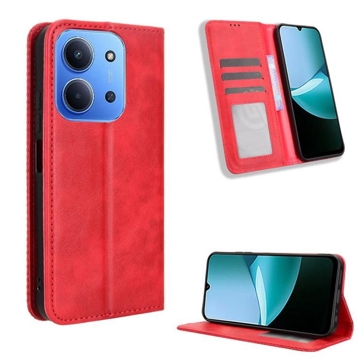 Magnetic Buckle Retro Texture Leather Phone Case, For Redmi 15 5G Global / 15 4G SEA 169.5mm, For Redmi 15 5G / 4G EU 171mm, For Redmi 15C 5G / 4G Global 171mm / Poco C85 4G, For Xiaomi 15T 5G, For Redmi K80 Ultra, For Redmi A5 4G 173.3mm
