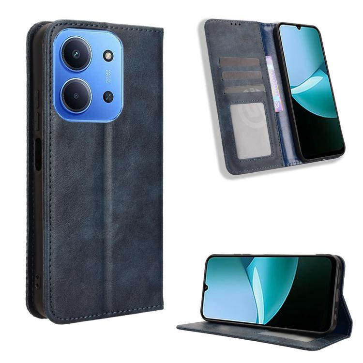 Magnetic Buckle Retro Texture Leather Phone Case, For Redmi 15C 5G / 4G Global 171mm / Poco C85 4G, For Xiaomi 15T 5G, For Redmi K80 Ultra, For Redmi A5 4G 173.3mm, For Redmi Note 14 4G 164.84mm EU Version, For Redmi Turbo 4 Pro 5G
