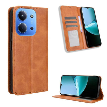 Magnetic Buckle Retro Texture Leather Phone Case, For Redmi 15C 5G / 4G Global 171mm / Poco C85 4G, For Xiaomi 15T 5G, For Redmi K80 Ultra, For Redmi A5 4G 173.3mm, For Redmi Note 14 4G 164.84mm EU Version, For Redmi Turbo 4 Pro 5G