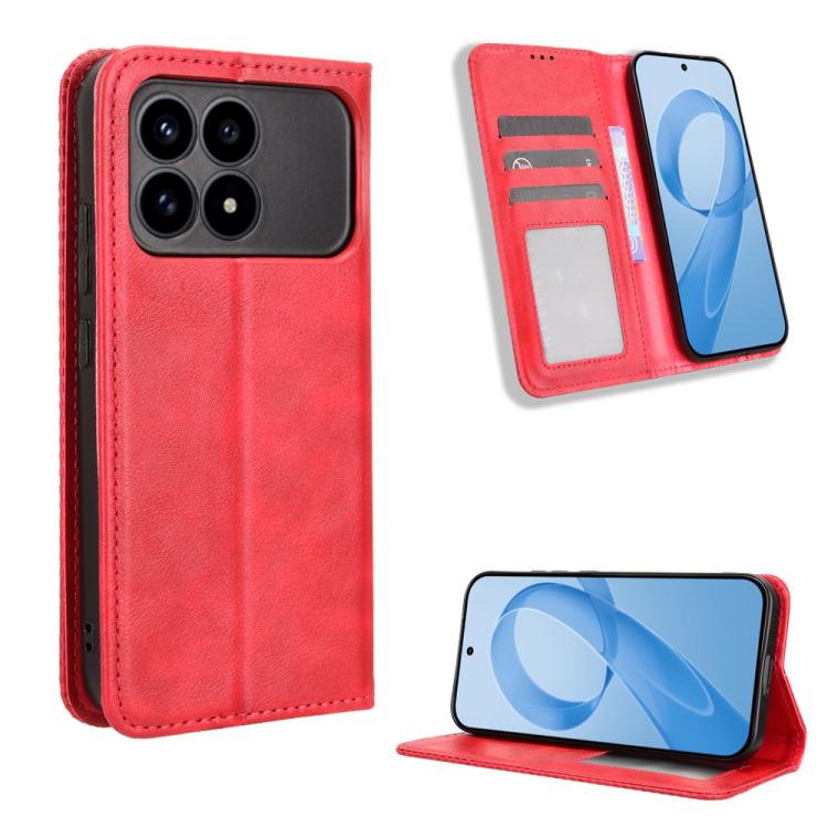 Magnetic Buckle Retro Texture Leather Phone Case, For Redmi Note 15 Pro 4G Global 163.2mm, For Redmi K90 5G / Poco F8 Pro, For Redmi 15C 5G / 4G EU 173mm / Poco C85 5G, For Xiaomi Poco M7 4G 169mm, For Redmi 15 5G Global / 15 4G SEA 169.5mm            ...