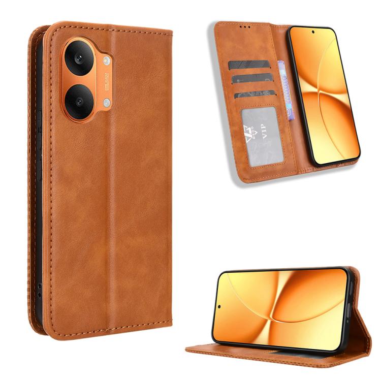 Magnetic Buckle Retro Texture Leather Phone Case, For Redmi A7 Pro 171mm / Poco C85x 5G, For Redmi Turbo 5 Max 5G / Poco X8 Pro Max, For Redmi Turbo 5 5G / Poco X8 Pro, For Redmi Note 15 Pro+ 5G 163.3mm/Poco M8 Pro 5G                                   ...