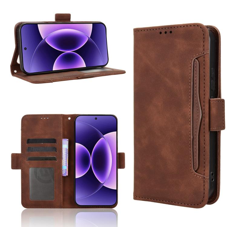 Skin Feel Calf Texture Card Slots Leather Phone Case, For Xiaomi 17 Pro Max, For Xiaomi 17 Pro, For Xiaomi 17, For Redmi 15C 5G / 4G EU 173mm / Poco C85 5G