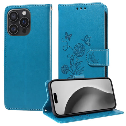 Embossed Butterfly Flowers Leather Phone Case, For iPhone 17e / 16e, For iPhone 16 Pro Max, For iPhone 16 Pro, For iPhone 16 Plus