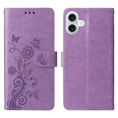 Embossed Butterfly Flowers Leather Phone Case, For iPhone 16, For iPhone 15 Pro Max, For iPhone 15 Pro, For iPhone 15 Plus