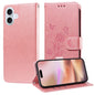Embossed Butterfly Flowers Leather Phone Case, For iPhone 16, For iPhone 15 Pro Max, For iPhone 15 Pro, For iPhone 15 Plus