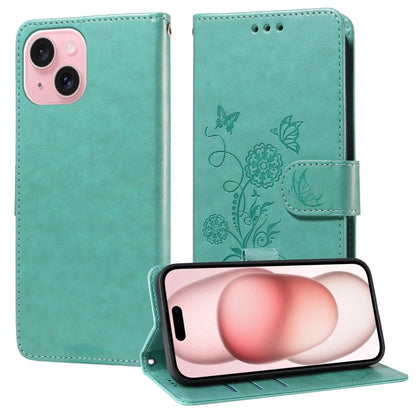 Embossed Butterfly Flowers Leather Phone Case, For iPhone 16, For iPhone 15 Pro Max, For iPhone 15 Pro, For iPhone 15 Plus