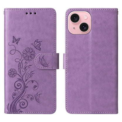 Embossed Butterfly Flowers Leather Phone Case, For iPhone 15, For iPhone 14 Plus, For iPhone 14, For iPhone 14 Pro