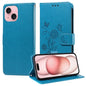 Embossed Butterfly Flowers Leather Phone Case, For iPhone 15, For iPhone 14 Plus, For iPhone 14, For iPhone 14 Pro