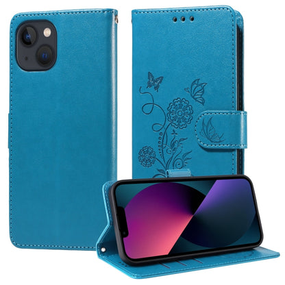 Embossed Butterfly Flowers Leather Phone Case, For iPhone 15, For iPhone 14 Plus, For iPhone 14, For iPhone 14 Pro