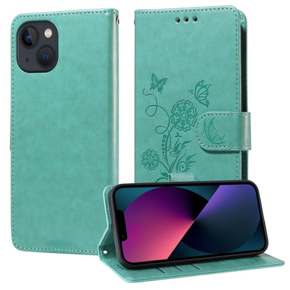 Embossed Butterfly Flowers Leather Phone Case, For iPhone 15, For iPhone 14 Plus, For iPhone 14, For iPhone 14 Pro