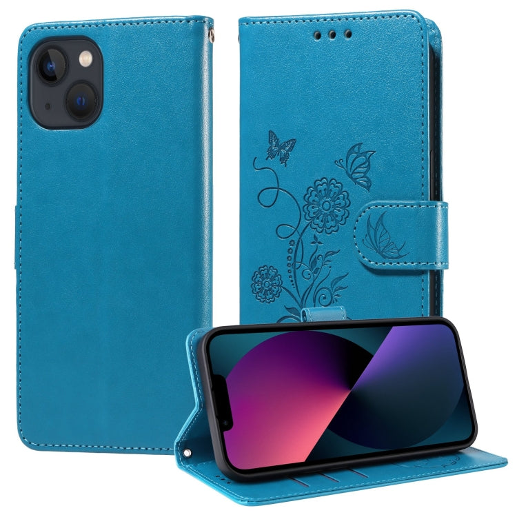 Embossed Butterfly Flowers Leather Phone Case, For iPhone 15, For iPhone 14 Plus, For iPhone 14, For iPhone 14 Pro