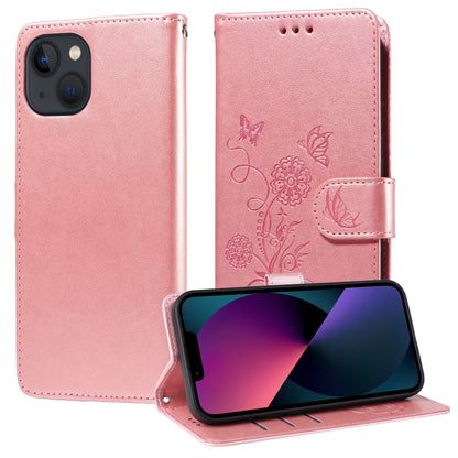 Embossed Butterfly Flowers Leather Phone Case, For iPhone 15, For iPhone 14 Plus, For iPhone 14, For iPhone 14 Pro