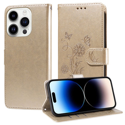 Embossed Butterfly Flowers Leather Phone Case, For iPhone 15, For iPhone 14 Plus, For iPhone 14, For iPhone 14 Pro
