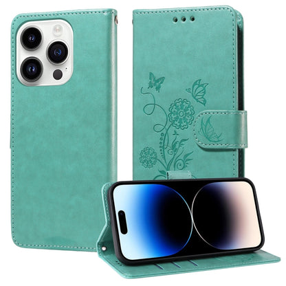 Embossed Butterfly Flowers Leather Phone Case, For iPhone 15, For iPhone 14 Plus, For iPhone 14, For iPhone 14 Pro