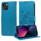 Embossed Butterfly Flowers Leather Phone Case, For iPhone 13, For iPhone 13 mini, For iPhone 12 / 12 Pro, For iPhone 12 Pro Max