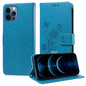 Embossed Butterfly Flowers Leather Phone Case, For iPhone 13, For iPhone 13 mini, For iPhone 12 / 12 Pro, For iPhone 12 Pro Max