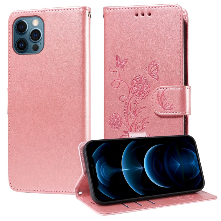 Embossed Butterfly Flowers Leather Phone Case, For iPhone 13, For iPhone 13 mini, For iPhone 12 / 12 Pro, For iPhone 12 Pro Max
