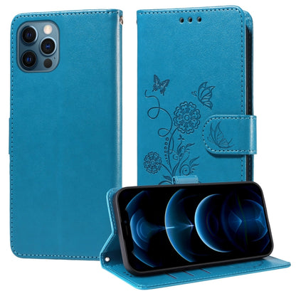 Embossed Butterfly Flowers Leather Phone Case, For iPhone 13, For iPhone 13 mini, For iPhone 12 / 12 Pro, For iPhone 12 Pro Max