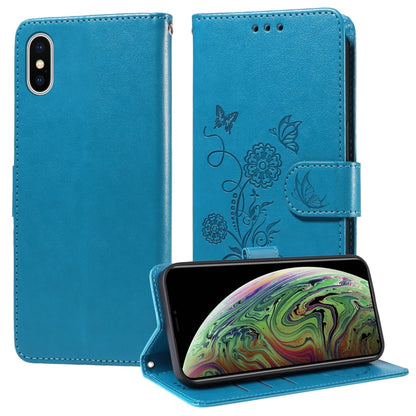 Embossed Butterfly Flowers Leather Phone Case, For iPhone X / XS, For iPhone XR, For iPhone XS Max