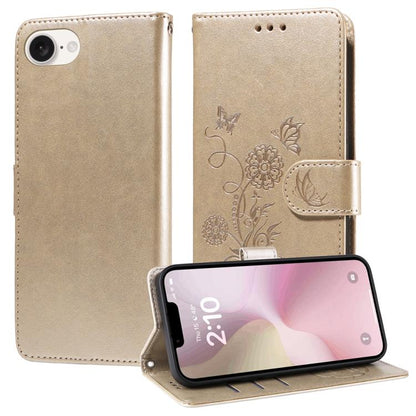 Embossed Butterfly Flowers Leather Phone Case, For iPhone 17e / 16e, For iPhone 16 Pro Max, For iPhone 16 Pro, For iPhone 16 Plus