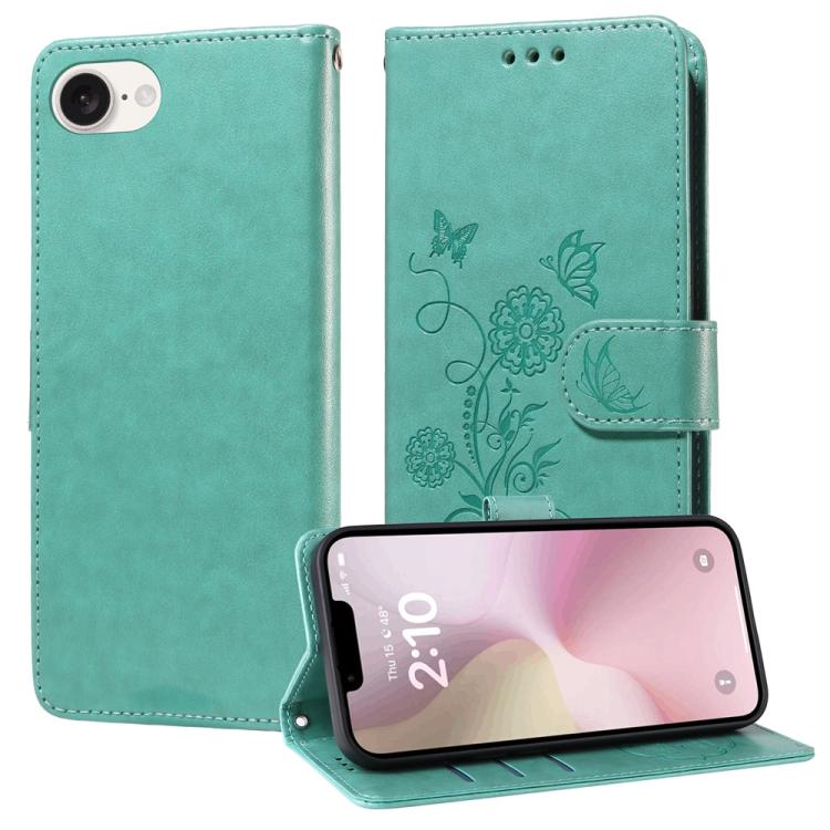 Embossed Butterfly Flowers Leather Phone Case, For iPhone 17e / 16e, For iPhone 16 Pro Max, For iPhone 16 Pro, For iPhone 16 Plus