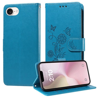 Embossed Butterfly Flowers Leather Phone Case, For iPhone 17e / 16e, For iPhone 16 Pro Max, For iPhone 16 Pro, For iPhone 16 Plus
