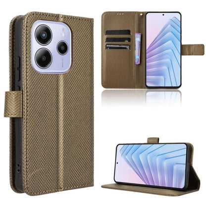 Diamond Texture Leather Phone Case, For Redmi A5 4G 173.3mm, For Redmi Note 14 4G 164.84mm EU Version, For Redmi Turbo 4 Pro 5G, For Redmi K80 / K80 Pro