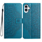 Flower Embossed Leather Phone Case, For iPhone 16