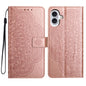 Flower Embossed Leather Phone Case, For iPhone 16