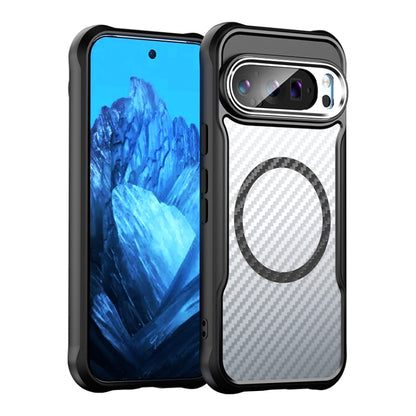 Carbon Fiber Texture MagSafe Translucent Phone Case, For Google Pixel 9a, For Google Pixel 9 Pro XL, For Google Pixel 9 Pro / 9