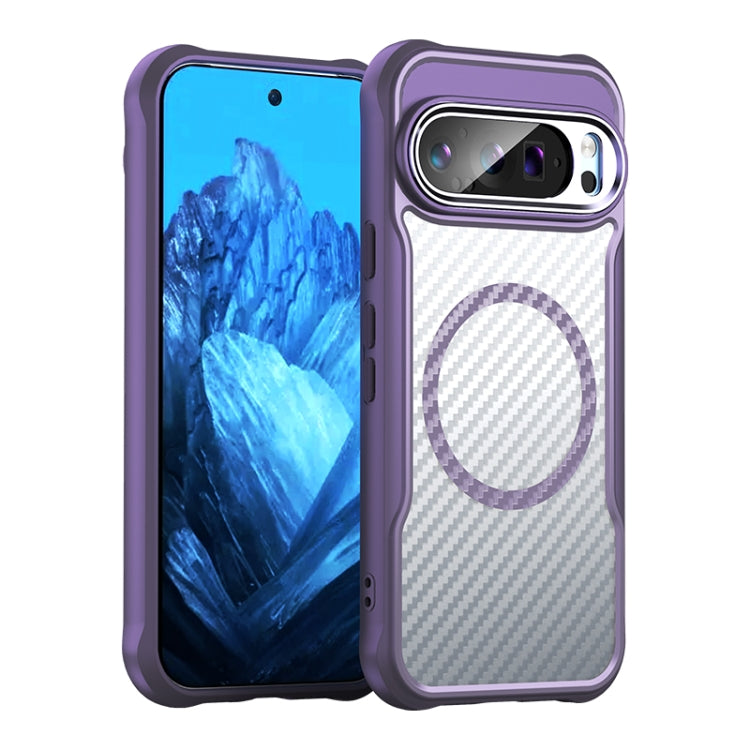 Carbon Fiber Texture MagSafe Translucent Phone Case, For Google Pixel 9a, For Google Pixel 9 Pro XL, For Google Pixel 9 Pro / 9