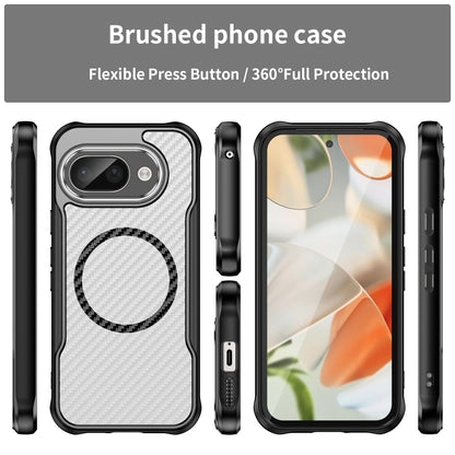 Carbon Fiber Texture MagSafe Translucent Phone Case, For Google Pixel 9a, For Google Pixel 9 Pro XL
