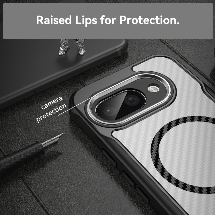 Carbon Fiber Texture MagSafe Translucent Phone Case, For Google Pixel 9a, For Google Pixel 9 Pro XL