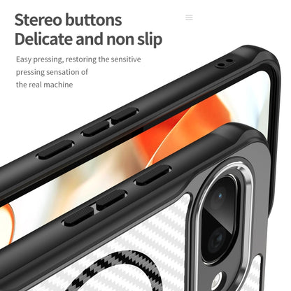 Carbon Fiber Texture MagSafe Translucent Phone Case, For Google Pixel 9a, For Google Pixel 9 Pro XL