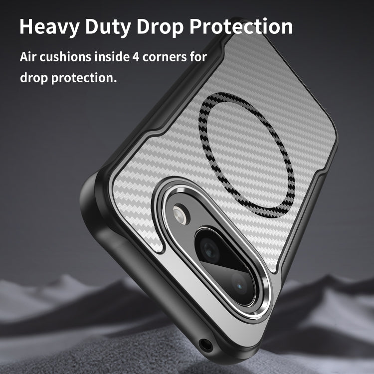 Carbon Fiber Texture MagSafe Translucent Phone Case, For Google Pixel 9a, For Google Pixel 9 Pro XL
