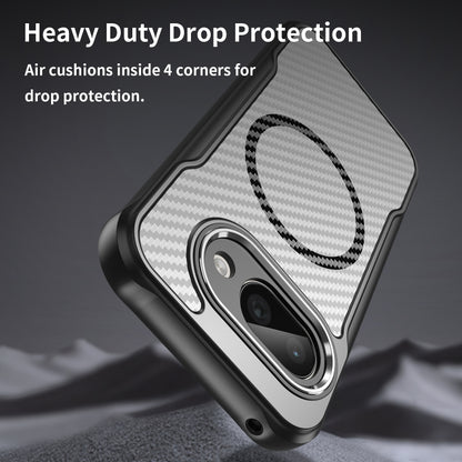Carbon Fiber Texture MagSafe Translucent Phone Case, For Google Pixel 9a, For Google Pixel 9 Pro XL
