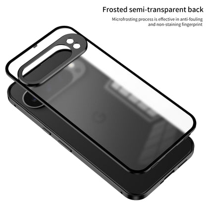 Snap Buckle Metal Frame Frosted Phone Case, For Google Pixel 9 Pro XL, For Google Pixel 9 / 9 Pro