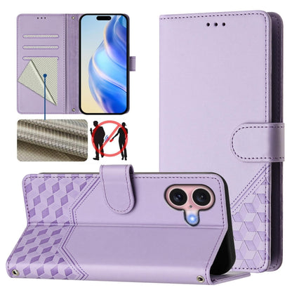 Honeycomb Embossing RFID Leather Phone Case, For iPhone 16, For iPhone 15 Pro Max, For iPhone 15 Pro, For iPhone 15 Plus