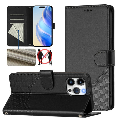 Honeycomb Embossing RFID Leather Phone Case, For iPhone 14 Pro Max, For iPhone SE 2022 / 2020 / 8 / 7, For iPhone 13 Pro Max, For iPhone 13 Pro