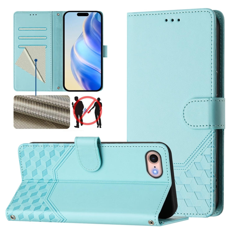 Honeycomb Embossing RFID Leather Phone Case, For iPhone 14 Pro Max, For iPhone SE 2022 / 2020 / 8 / 7, For iPhone 13 Pro Max, For iPhone 13 Pro