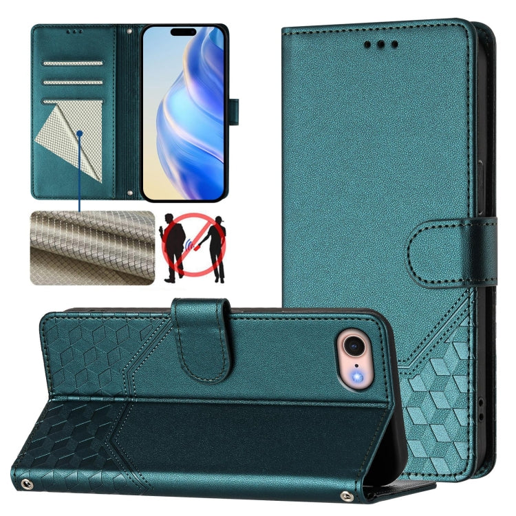 Honeycomb Embossing RFID Leather Phone Case, For iPhone 14 Pro Max, For iPhone SE 2022 / 2020 / 8 / 7, For iPhone 13 Pro Max, For iPhone 13 Pro