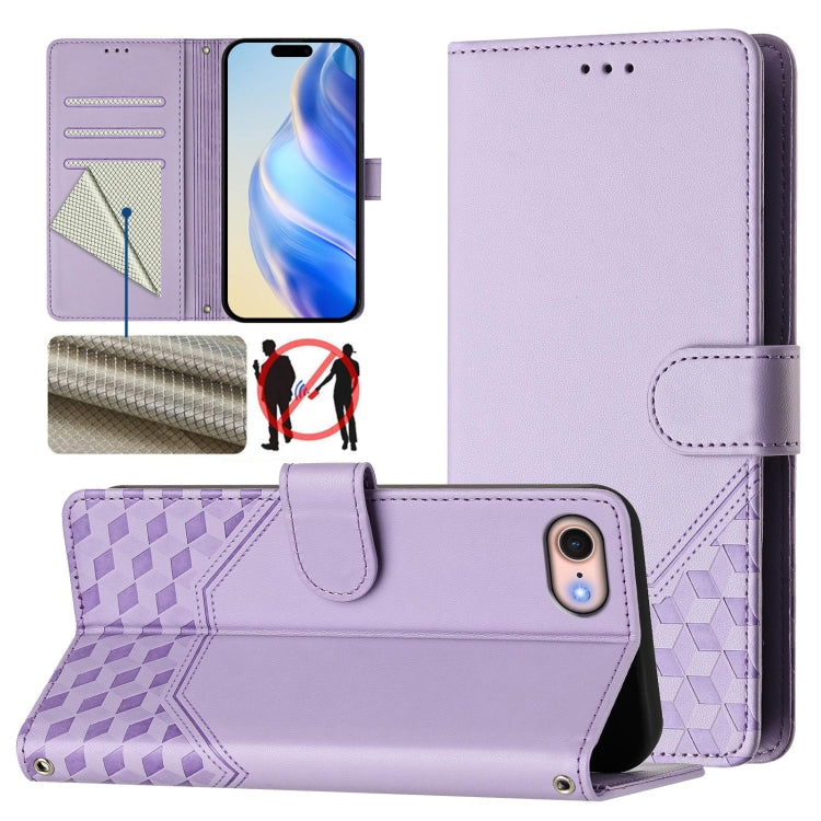 Honeycomb Embossing RFID Leather Phone Case, For iPhone 14 Pro Max, For iPhone SE 2022 / 2020 / 8 / 7, For iPhone 13 Pro Max, For iPhone 13 Pro