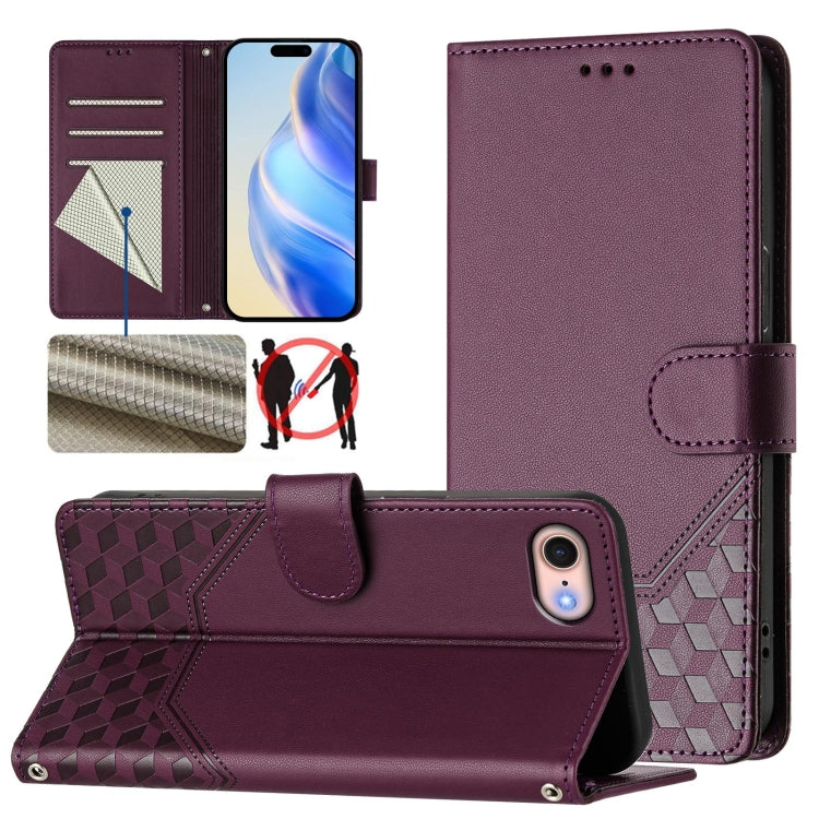 Honeycomb Embossing RFID Leather Phone Case, For iPhone 14 Pro Max, For iPhone SE 2022 / 2020 / 8 / 7, For iPhone 13 Pro Max, For iPhone 13 Pro