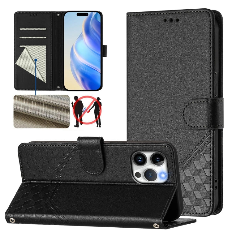 Honeycomb Embossing RFID Leather Phone Case, For iPhone 14 Pro Max, For iPhone SE 2022 / 2020 / 8 / 7, For iPhone 13 Pro Max, For iPhone 13 Pro